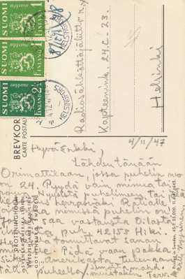 Postikortti vuodelta 1947 2/2